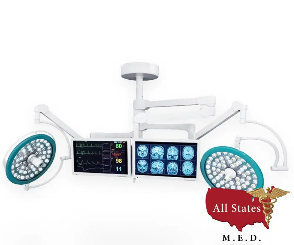 Medical illumination Quad, IL-CR, Vu 160 LED Surgical Light w/ 2 Monitor Arms (Camer Ready