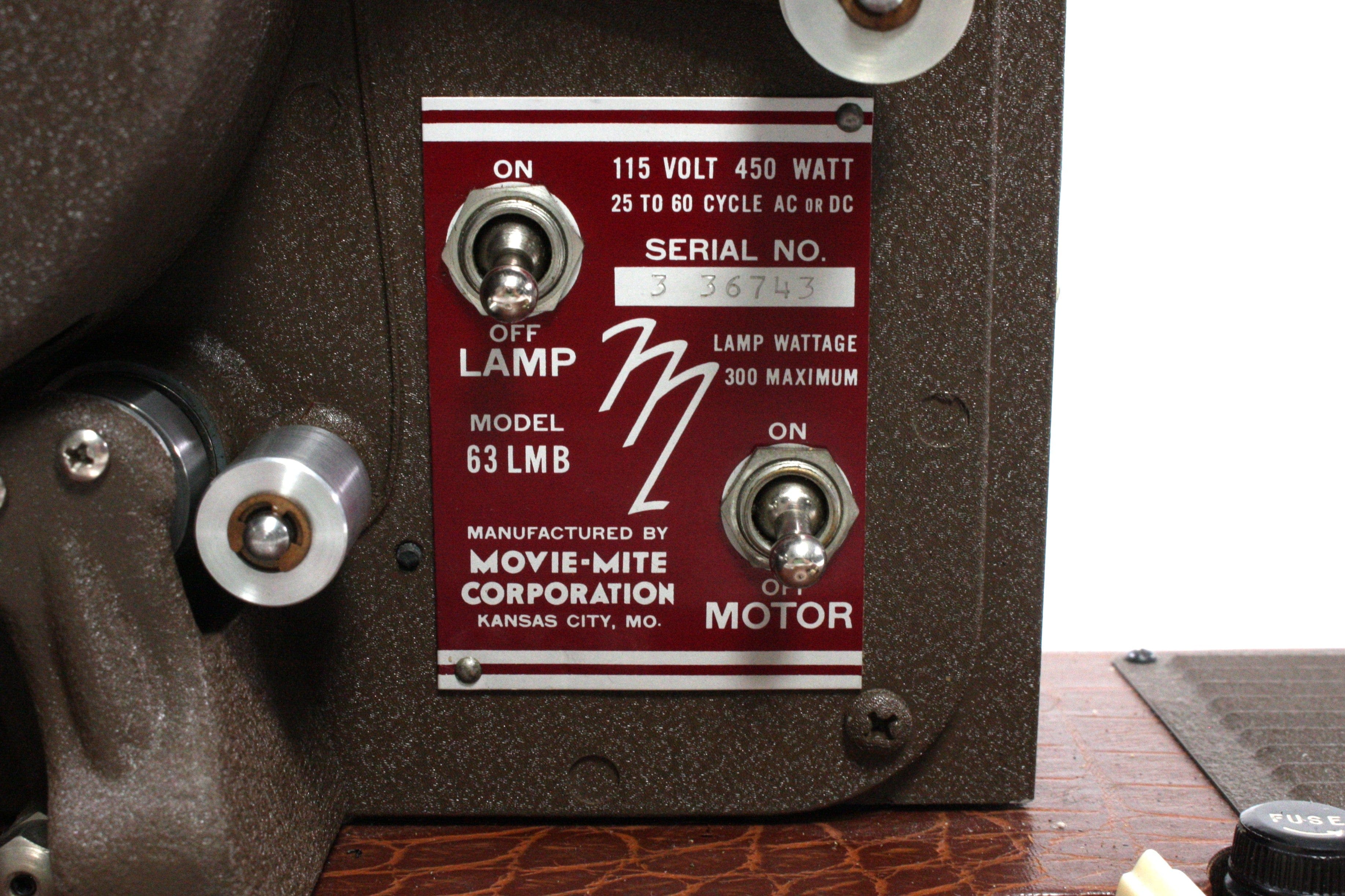 Movie-Mite 16mm Sound-on-Film Art Deco Projector Model 63 LMB