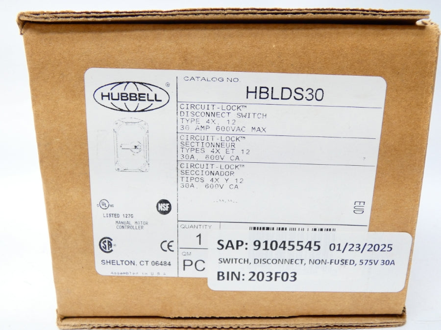 HUBBELL HBLDS30 600VAC 30A NSFS