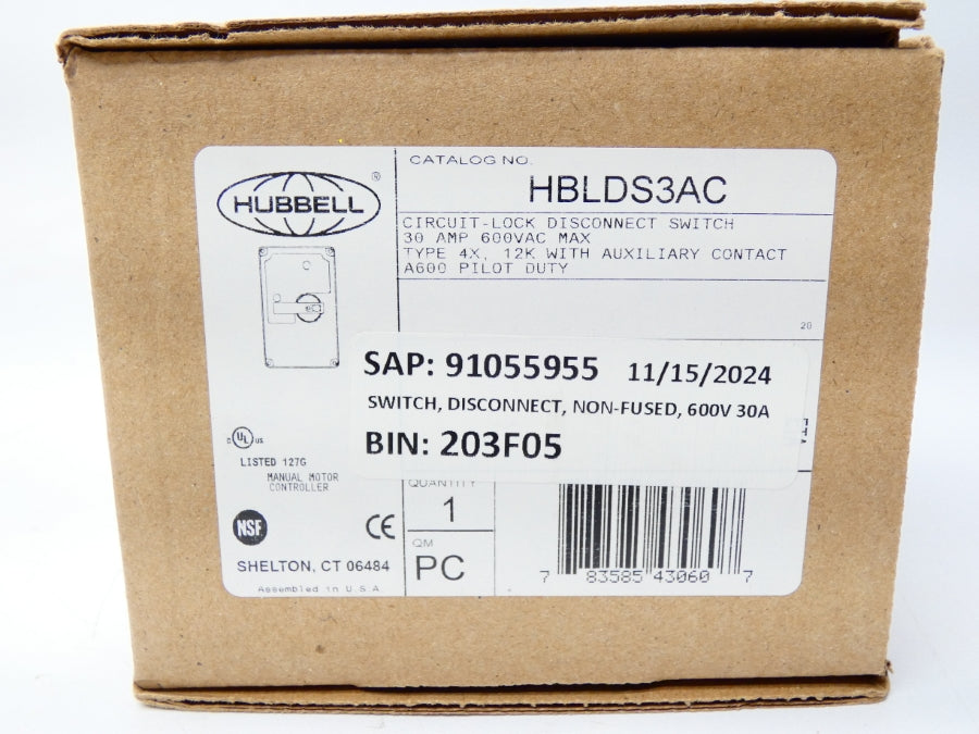 HUBBELL HBLDS3AC 600VAC 30A NSFS