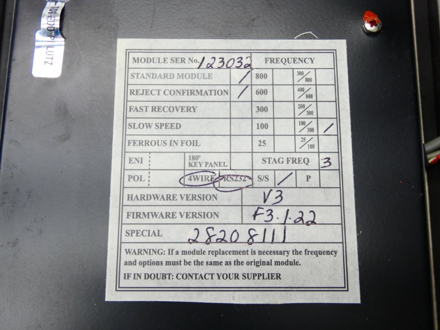 METTLER TOLEDO SAFELINE 28208111 F/W 3.1.22 UNMP