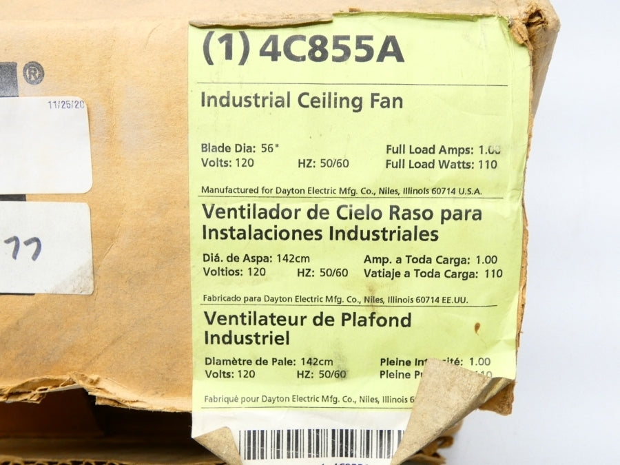 DAYTON 4C855A 120V 1.00A NSMP