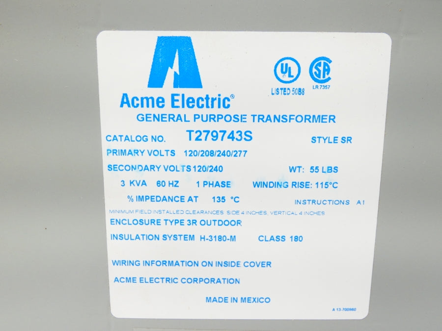 ACME ELECTRIC T279743S 120-277V NSMP