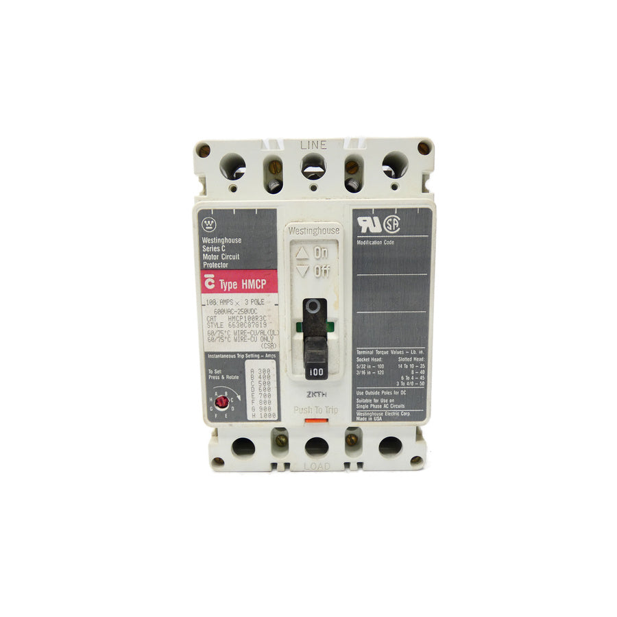 WESTINGHOUSE HMCP100R3C 6630C87G19 SER. C 600VAC 100A UNMP