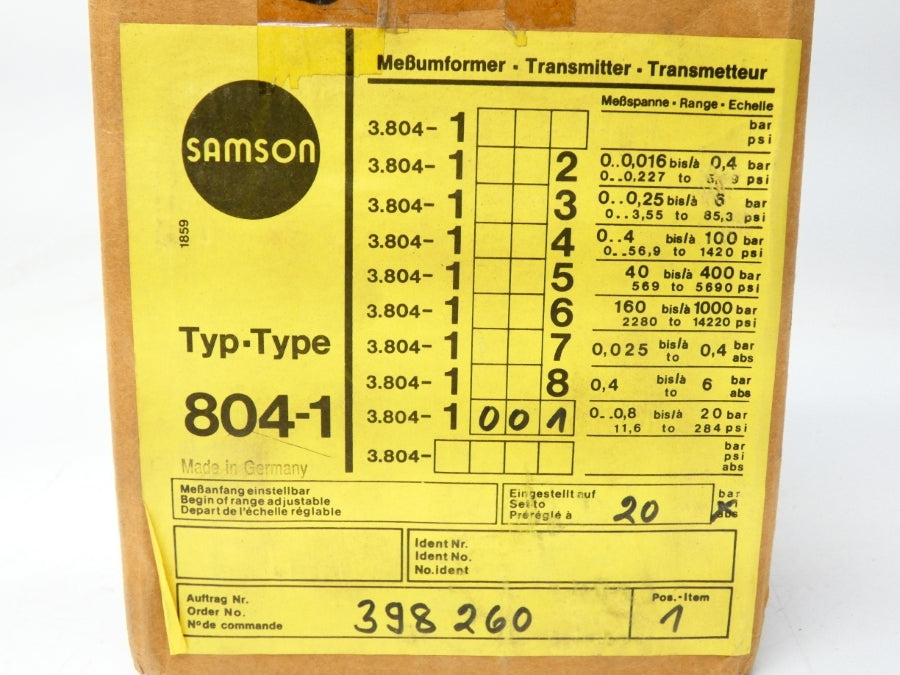 SAMSON 3804-1001.05 NSMP