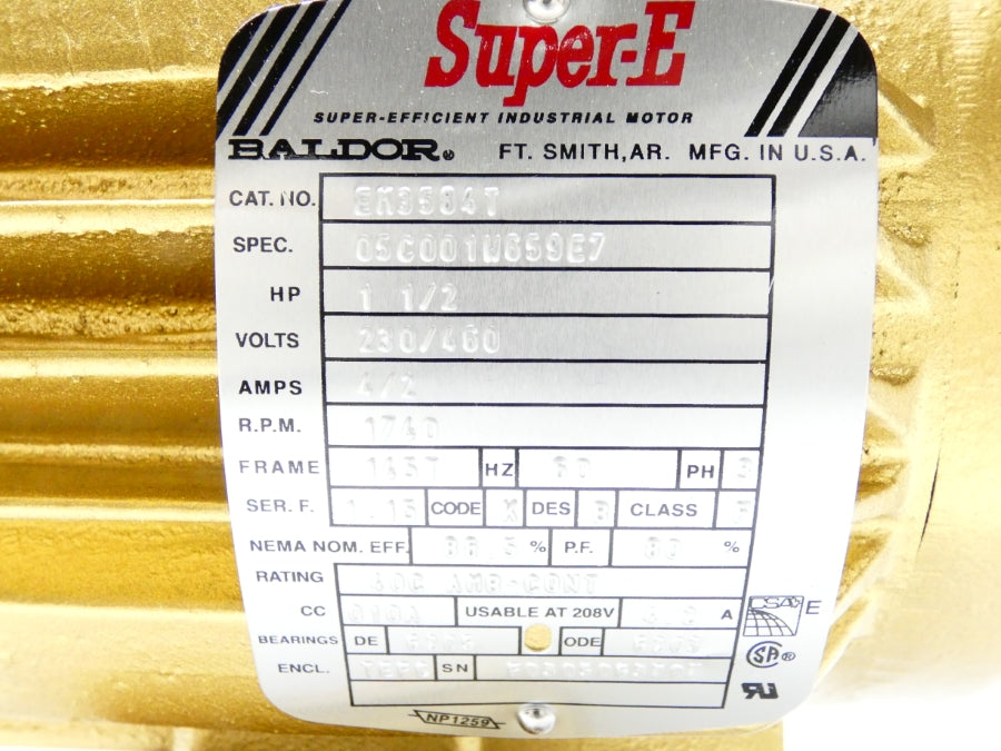 BALDOR EM3584T 05C001W659E7 230/460V 4/2A NSMP