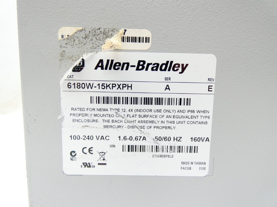 ALLEN BRADLEY 6180W-15KPXPH SER. A REV. E 100-240VAC 1.6-0.67A UNMP