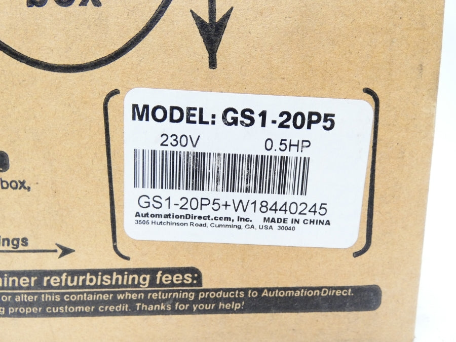 AUTOMATION DIRECT GS1-20P5 200-240V 6.5/2.7A NSMP