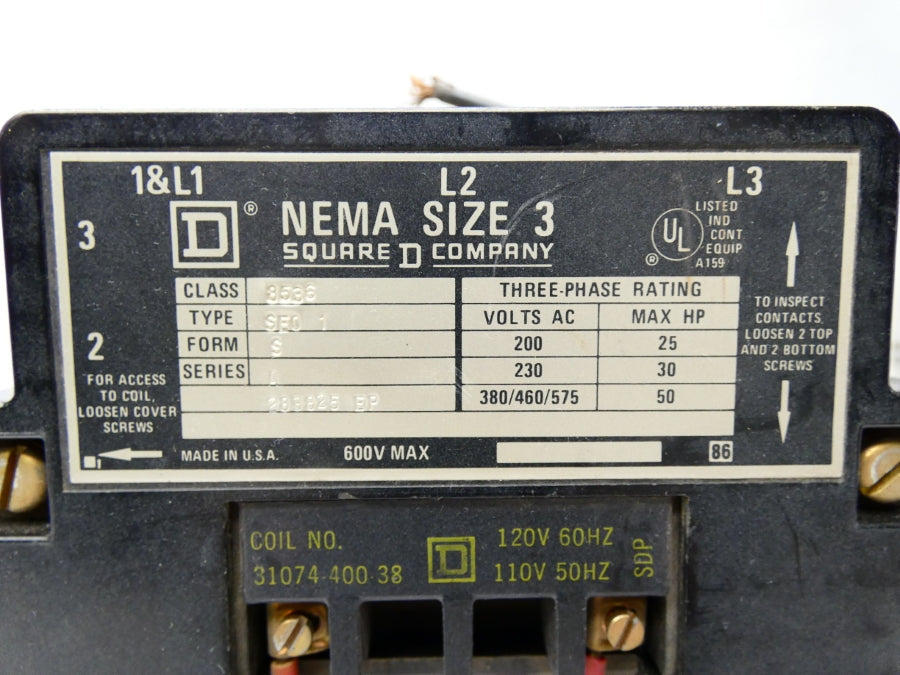 SQUARE D 8536-SEO1 SER. A 110/120V UNMP