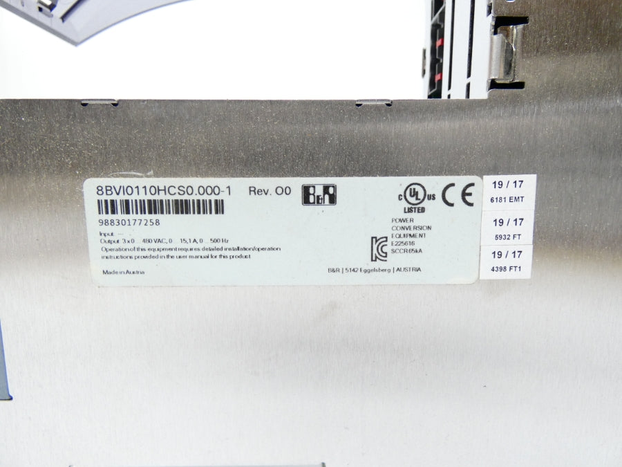 B&R 8BVI0110HCS0.000-1 REV. O0 480VAC 15.1A NSMP