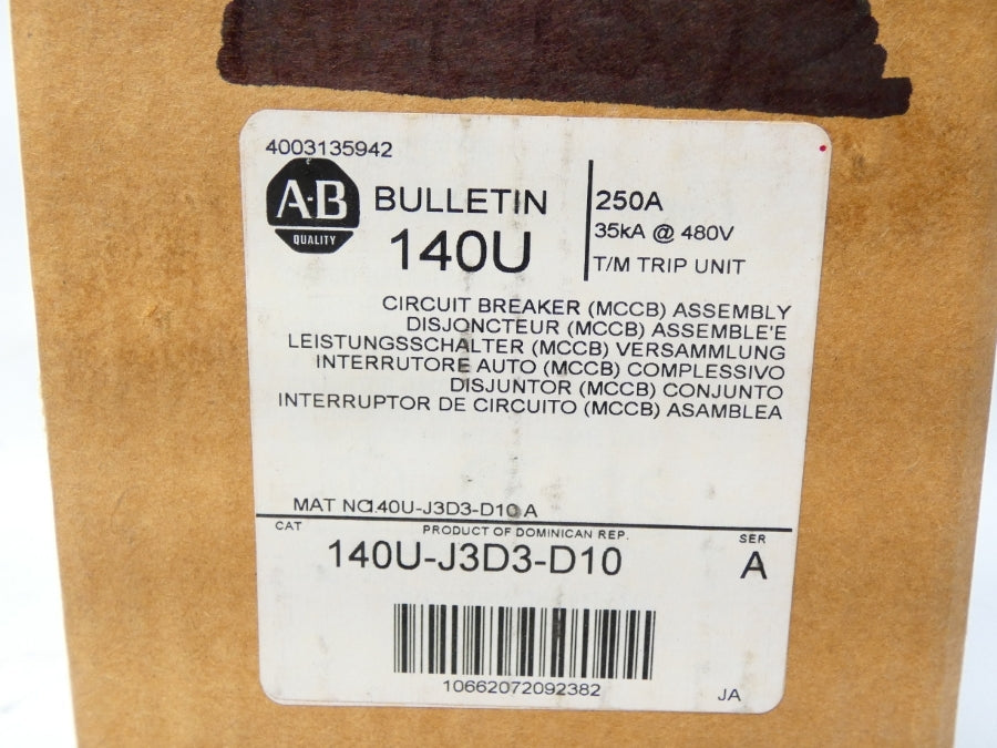 ALLEN BRADLEY 140U-J3D3-D10 SER. A 480V 250A NSMP