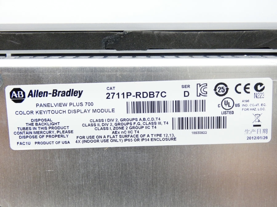 ALLEN BRADLEY 2711P-RDB7C SER. D NSMP