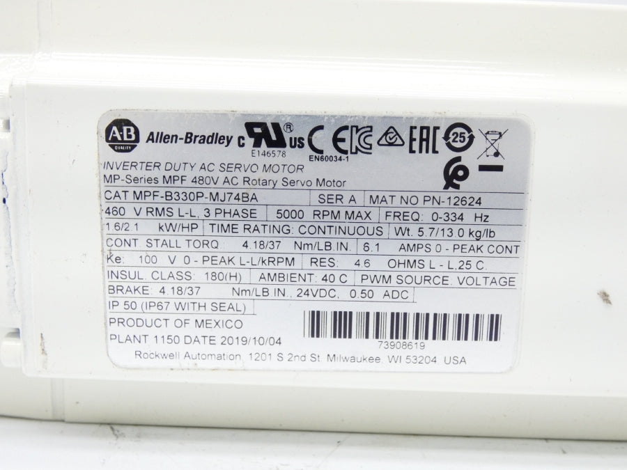 ALLEN BRADLEY MPF-B330P-MJ74BA SER. A 480V 6.1A NSNP