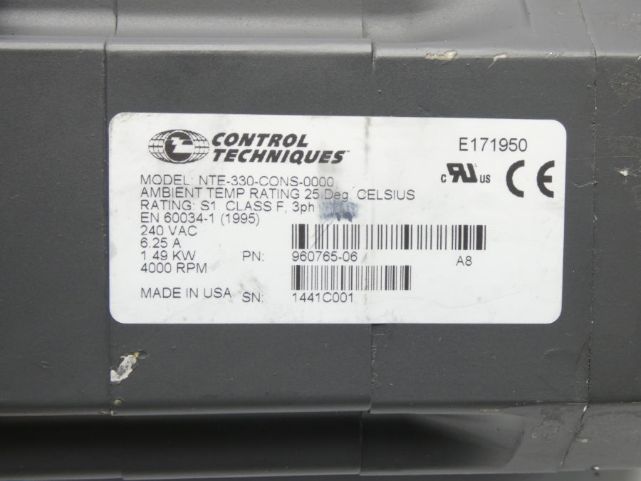 CONTROL TECHNIQUES NTE-330-CONS-0000 960765-06 240VAC 6.25A UNMP