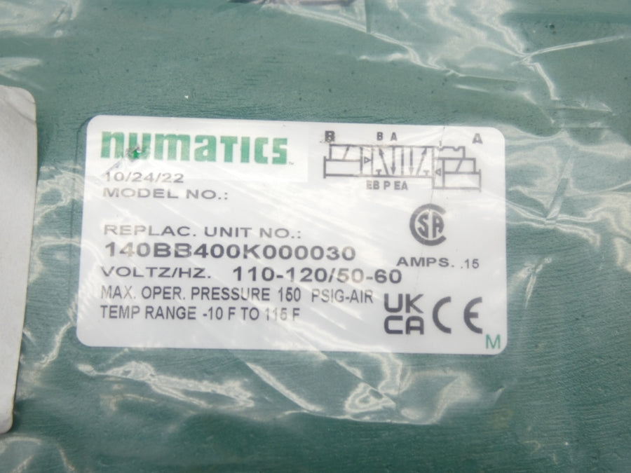 NUMATICS 140BB400K000030 110-120V .15A 150PSI NSMP