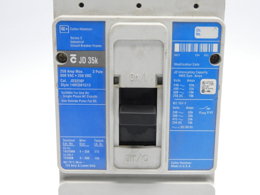 CUTLER HAMMER JD3250F SER. C 600VAC 250A (FRAME ONLY) NSNP
