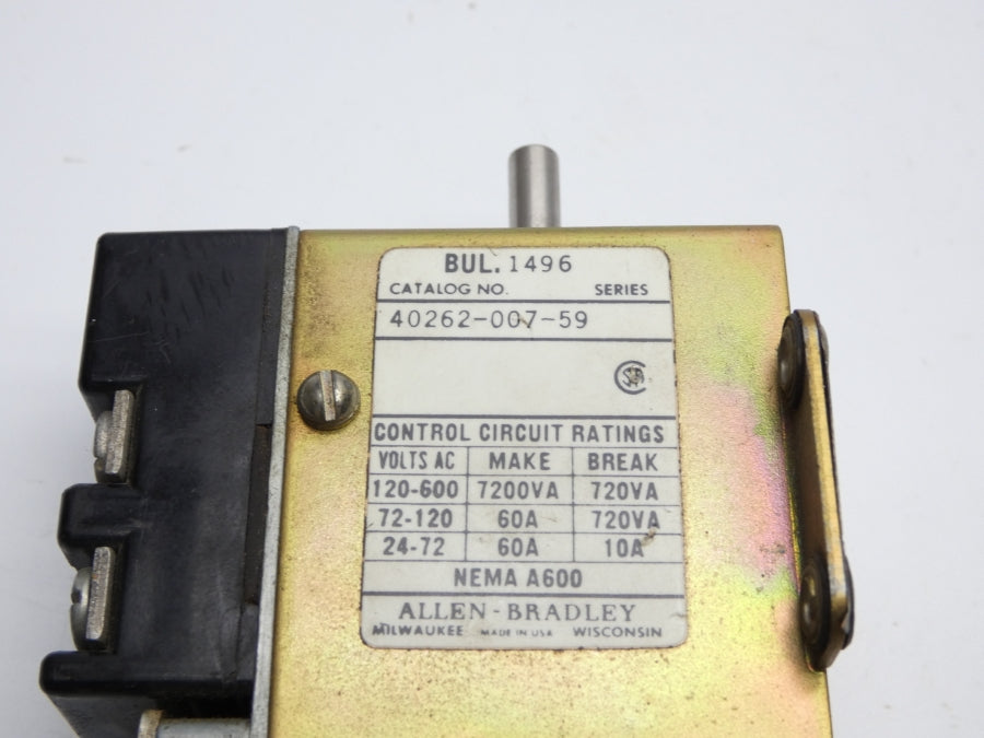 ALLEN BRADLEY 40262-007-59 120-600VAC 60A UNMP