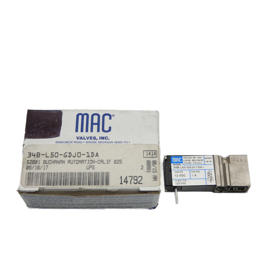 MAC 34B-L50-GDJ0-1DA 12VDC 120PSI NSMP