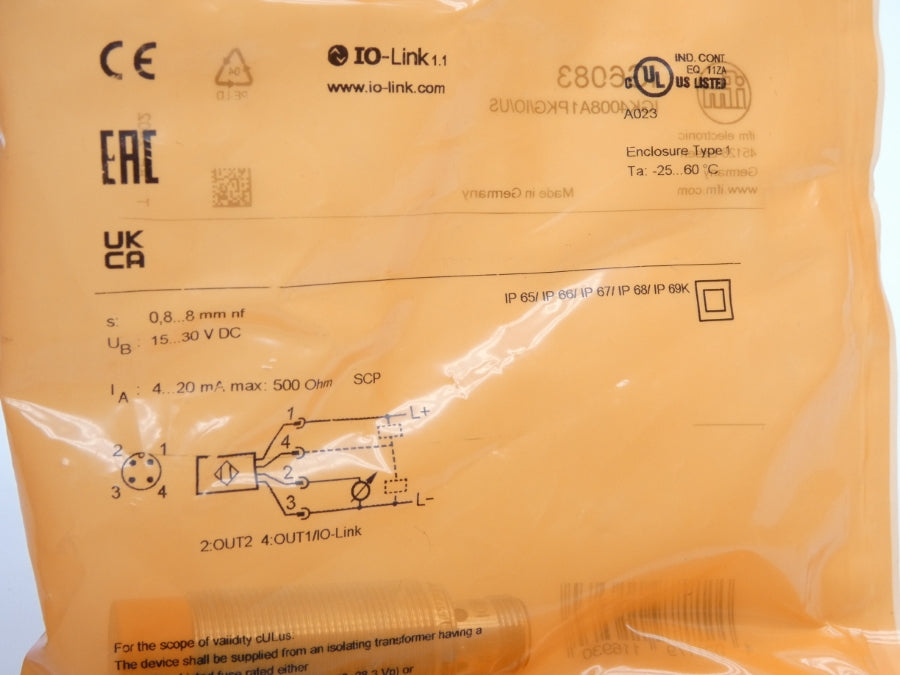 IFM EFECTOR IGK4008A1PKG/IO/US IG6083 15-30VDC NSMP