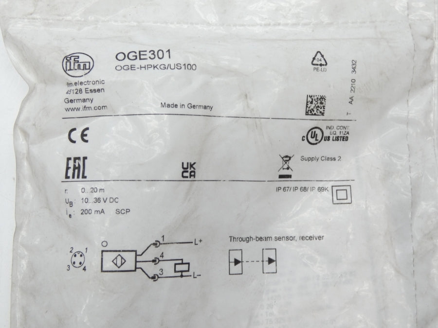 IFM EFECTOR OGE-HPKG/US100 OGE301 10-36VDC NSMP