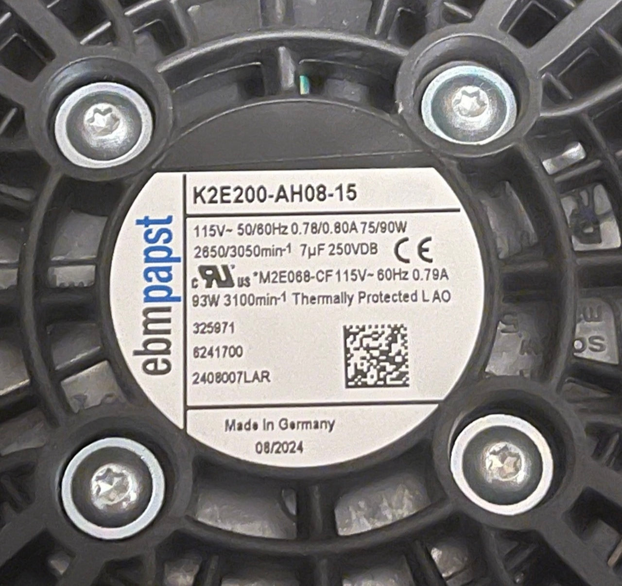 EBMPAPST K2E200-AH08-15 Centrifugal Fan - Rittal Cabinet Cooling 75/90W 115V 2550/3050rpm