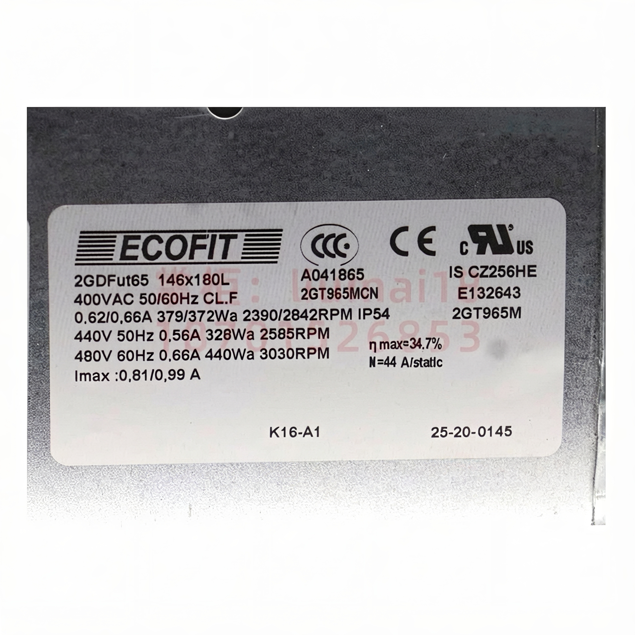 ECOFIT 2GDFUT65 Schneider Drive Cooling Fan | 0.35kW | 2585/3030 RPM