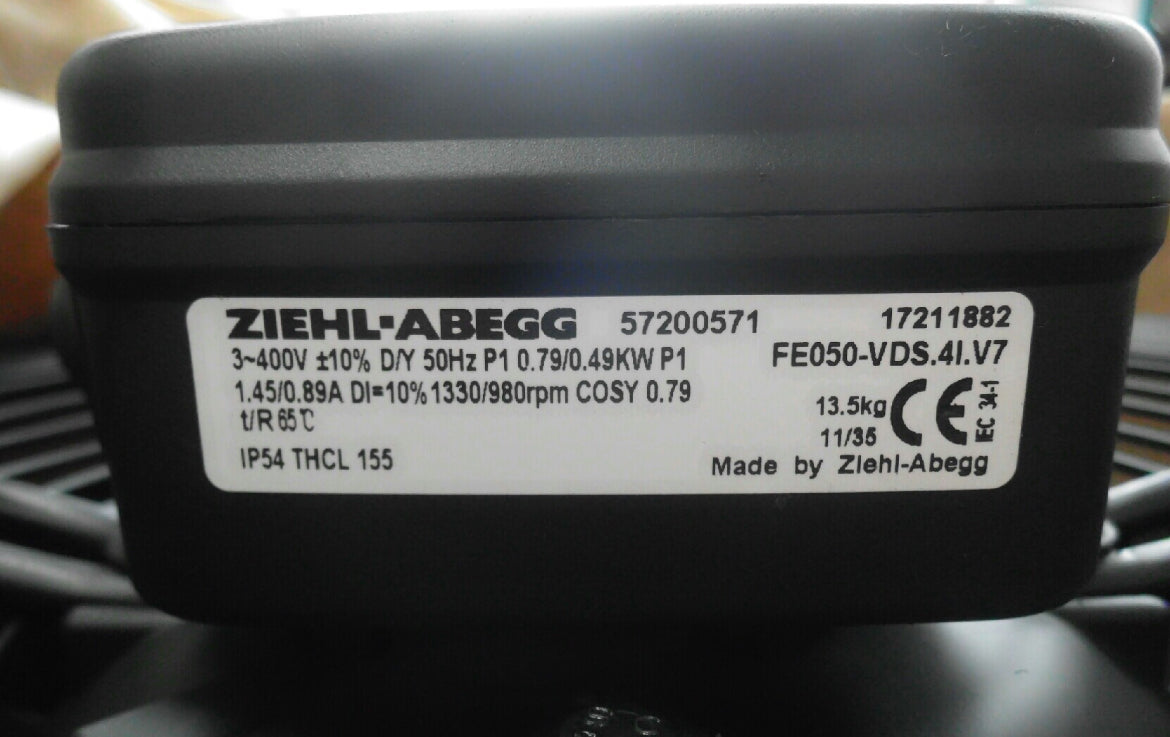 FE050-VDS.4I.V7 ZIEHL-ABEGG Axial Fan 3-400V 0.78/0.55kW 1.35/0.94A 1330/980