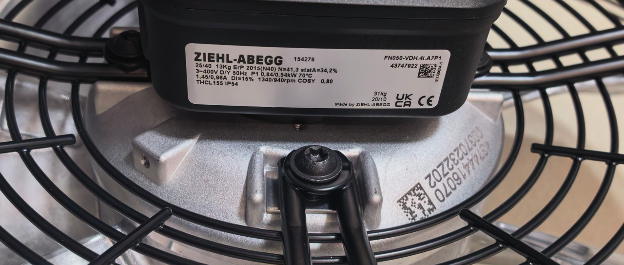 FN050-VDH.4I.A7P1 ZIEHL-ABEGG Axial Fan | 3~400-460V | 1330/940RPM 0.83/0.55kW 1.45/0.97A