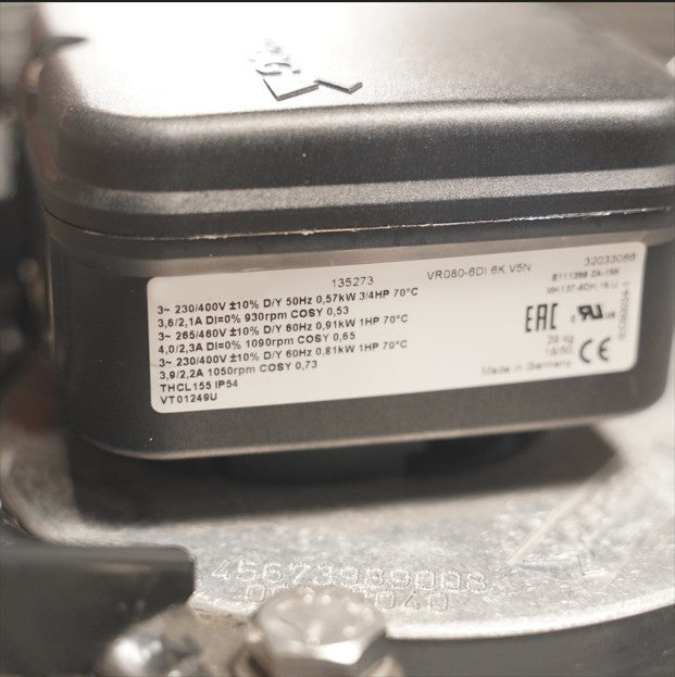 VR080-6DI.6K.V5N ZIEHL-ABEGG Axial Fan 0.57/0.91kW 3~230/400V 2.1/4.0A 930/1090rpm
