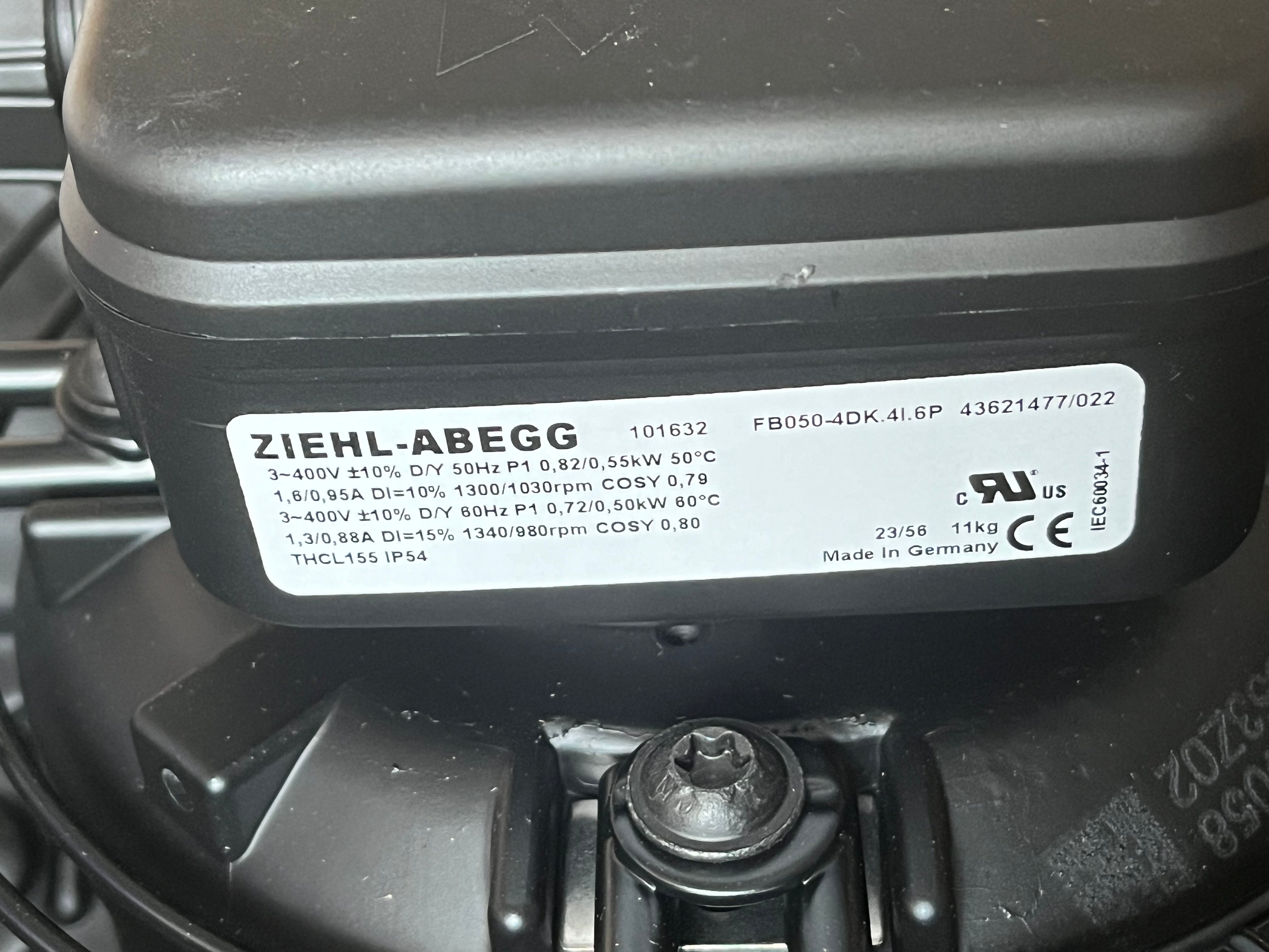 ZIEHL-ABEGG FB050-4DK.4I.6P Axial Fan | 0.50/0.72KW Dual-Power | 980/1340RPM