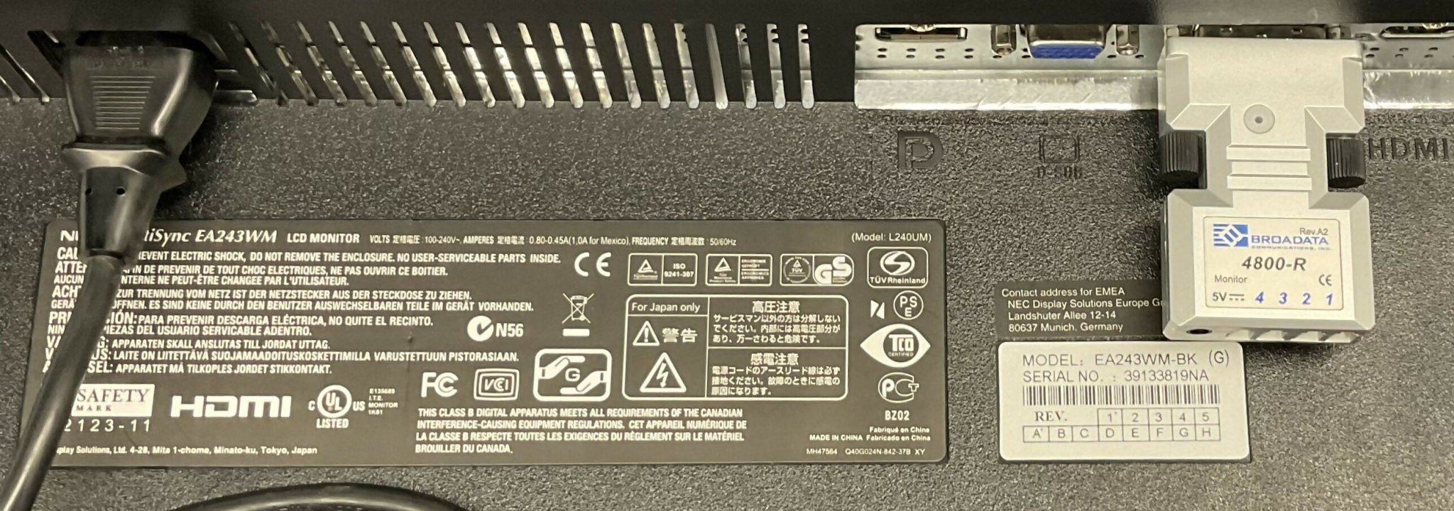 NEC STEREOTAXIS MONITOR (EA243WM-BK/L240UM) NEC