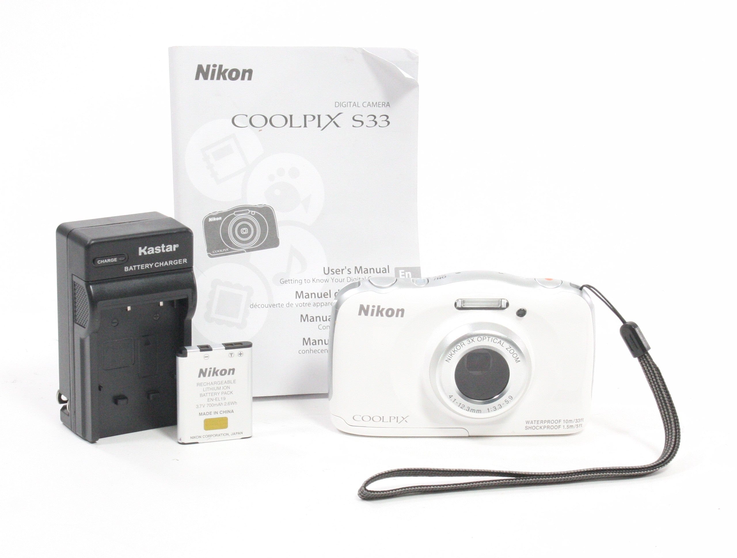 Nikon Coolpix S33 Waterproof Digital Camera (White)