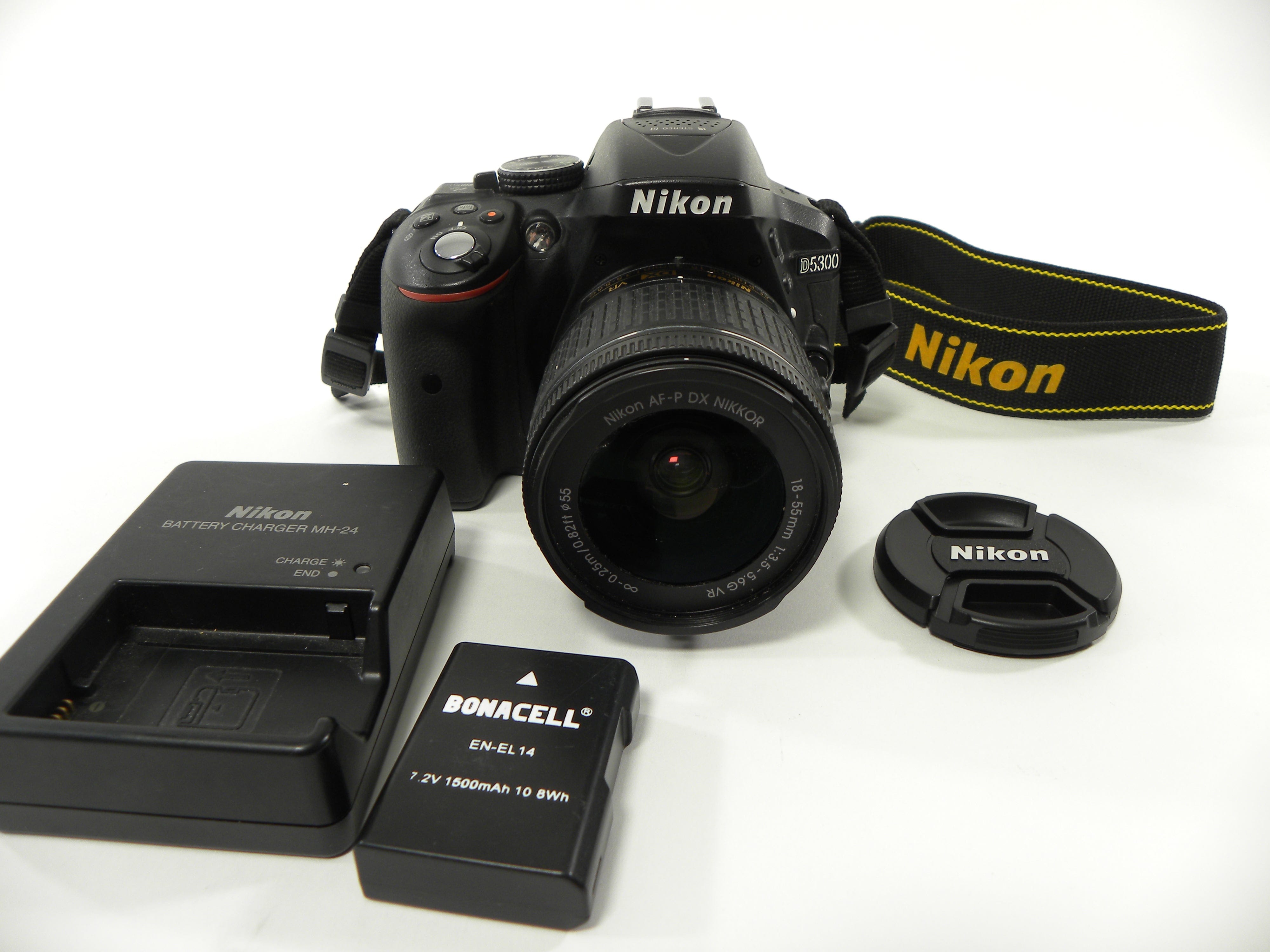 Nikon D5300 24.2mp Digital SLR w/AF-P Nikkor 18-55 VR DX S/C 5,551