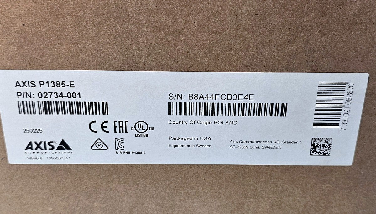 AXIS 02734-001 ~ P1385-E ~ Outdoor Full HD Network Camera 2MP Color ~ NEW In Box|396736380485