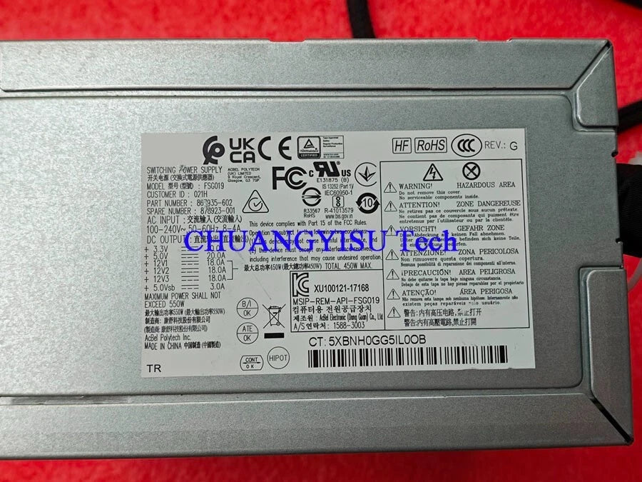 For ProLiant ML110 Gen10 Power Supply,550 Watts,867935-602,878923-001,FSG019|236460995458