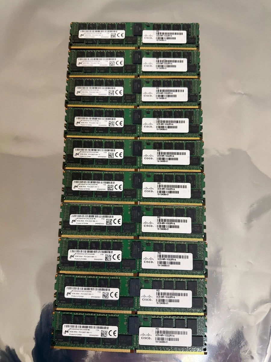 Lot 10x MICRON 32GB PC4-2400T-R REGISTERED ECC 2RX4 RDIMM MTA36ASF4G72PZ-2G3B1MG