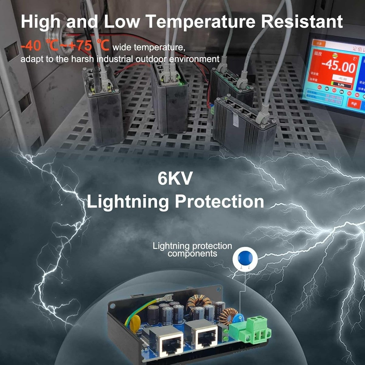 Industrial 60W PoE Injector Gigabit IEEE802.3at 48V DC 12-48V DIN Rail Mount|297615711629