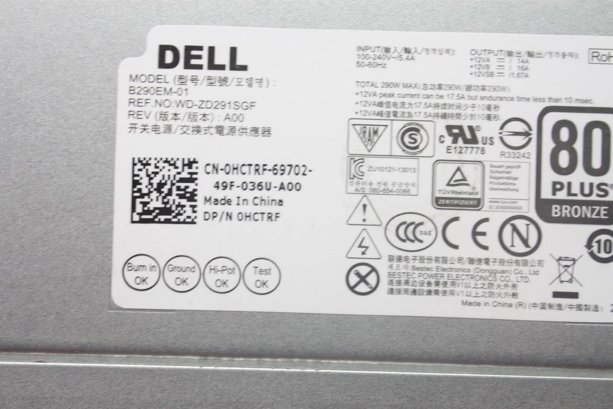 Dell Precision T1700 290W Power Supply Unit 0HCTRF HCTRF|253974002374