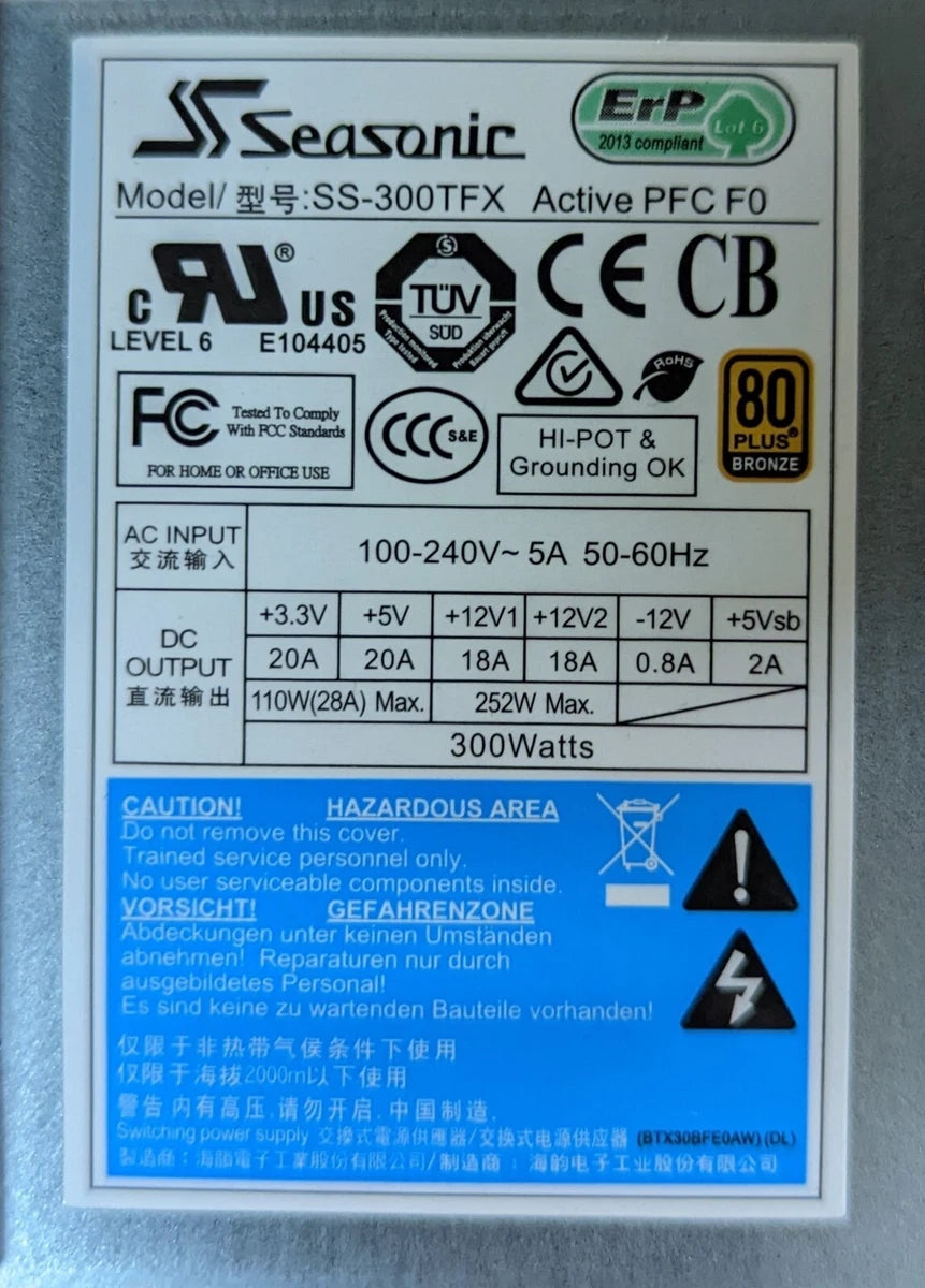 Seasonic SS-300TFX 300W Micro ATX Power Supply TFX12V 300 TFX ss300tfx. New.|225291558305
