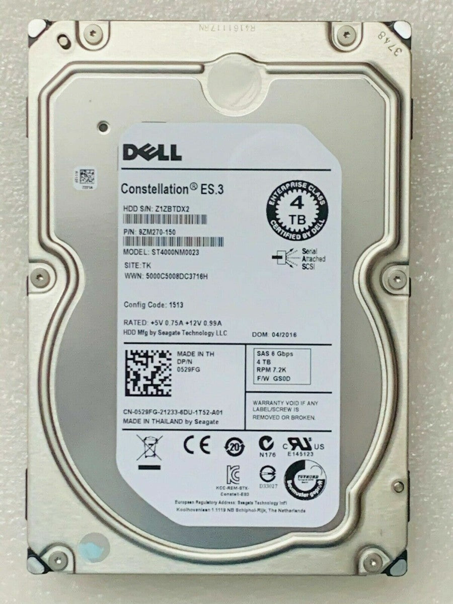 Dell 529FG ST4000NM0023 4TB 7.2K 6G 128MB Cache 3.5" SAS HDD Hard Drive A