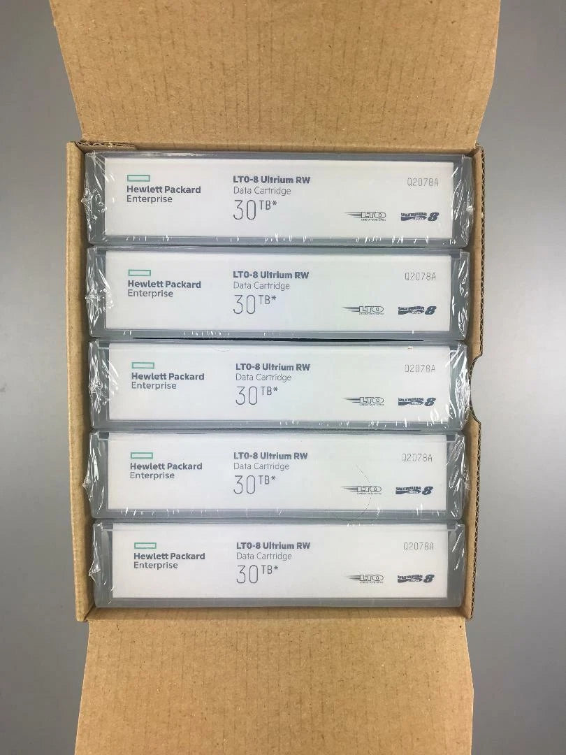 HP LTO-8 Tape Cartridge (5 Pack #Q2078A Ultrium 30TB- Storage Data - NEW