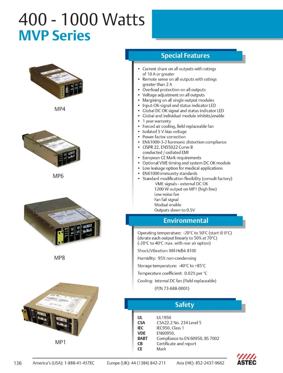 Astec Emerson MVP Series MP6-2Q-1G-1H-NNN-0N Modular Switching Power Supply 600W|365764824054