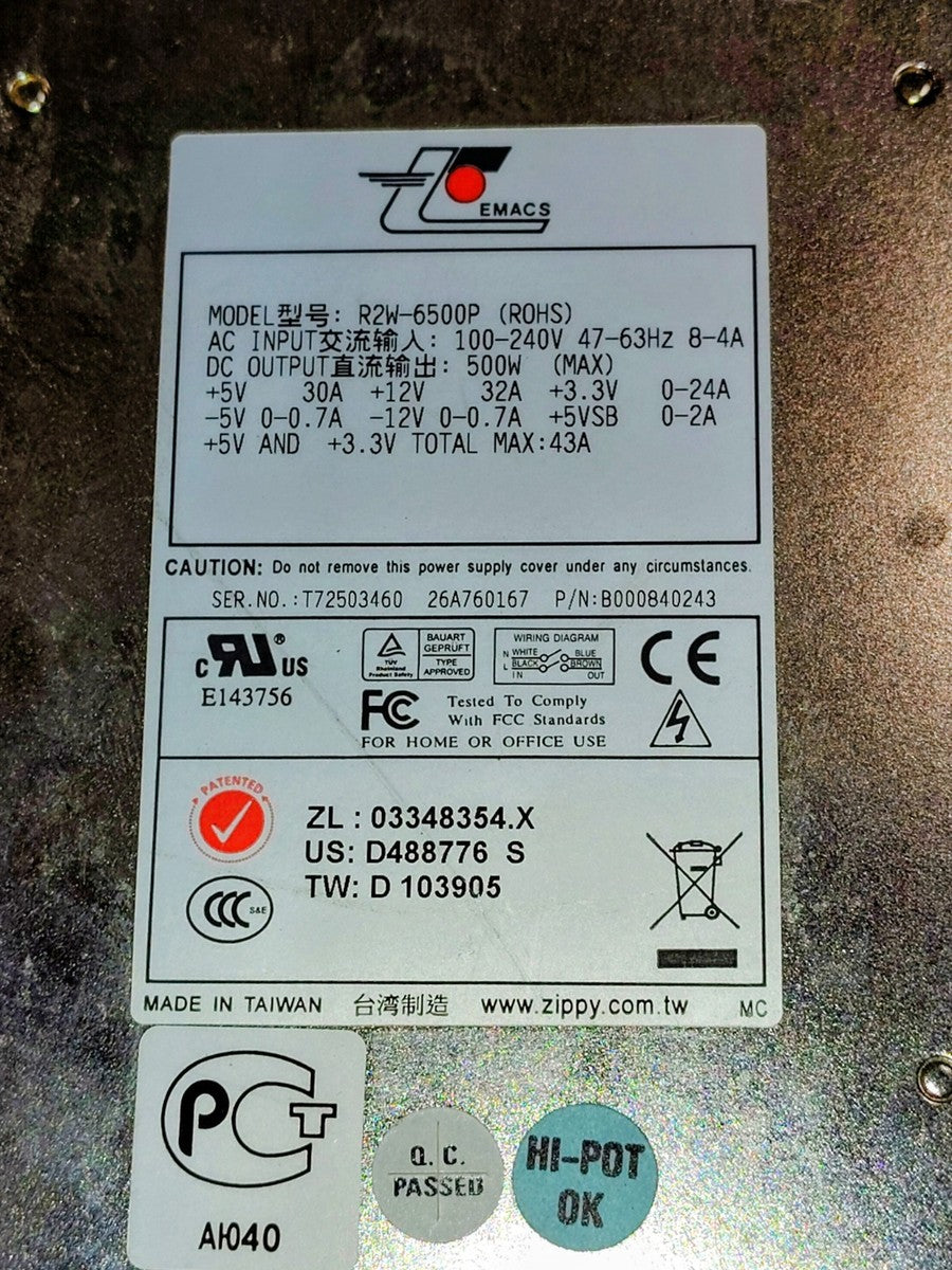 New Zippy Technology R2W-6500P 2U Redundant Power Supply |376692947082