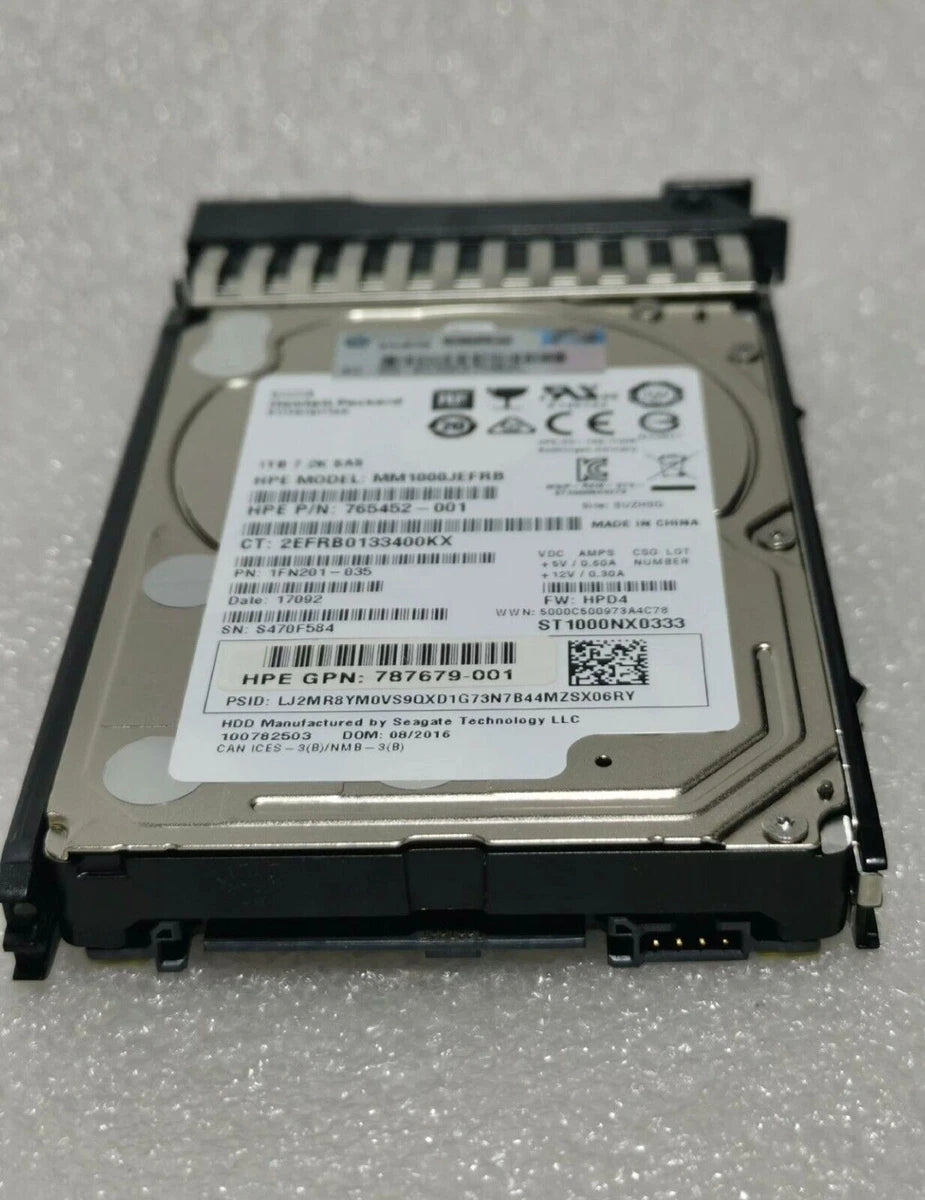 HPE MSA 787652-001 1TB 12Gb/s SAS 7.2K 2.5" 512E MIDLINE HARD DRIVE J9F50A HDD|357916730339