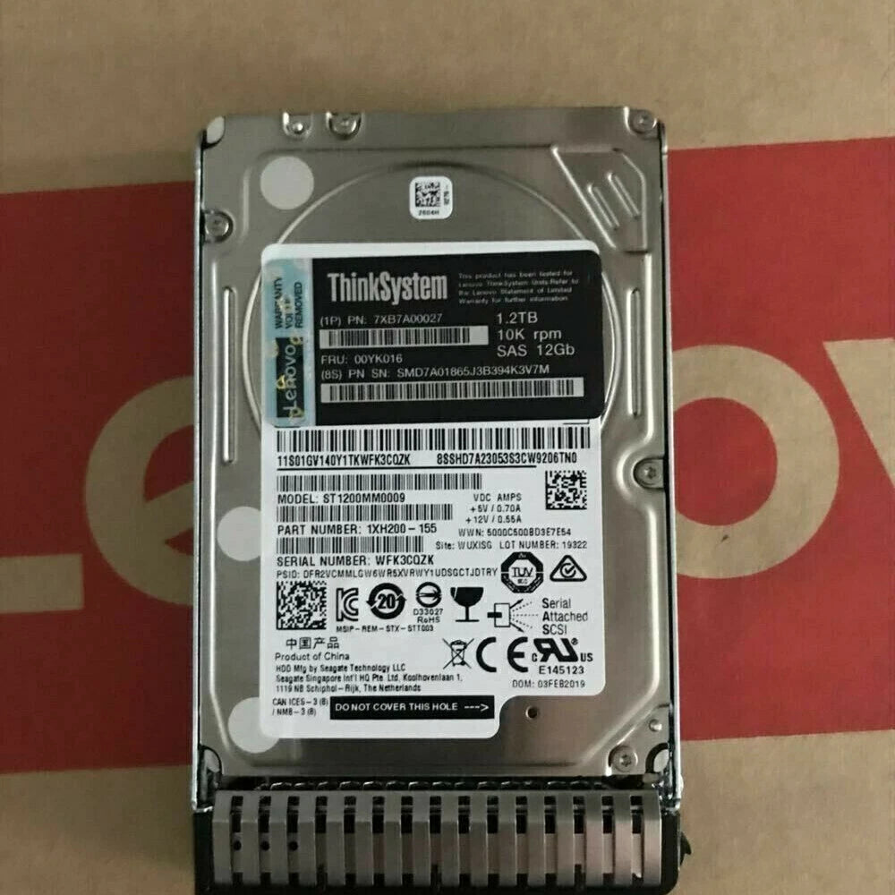 00YK016 For Lenovo ThinkSystem 1.2TB 10K SAS 12G 512N 2.5in HDD 7XB7A00027 US|356676989353