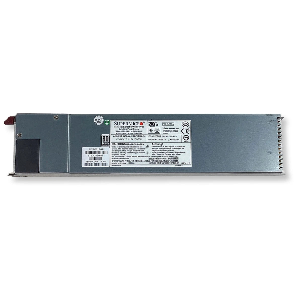 Genuine SuperMicro PWS-501P-1R 80 Plus Platinum 500W Redundant Power Supply|196198800203