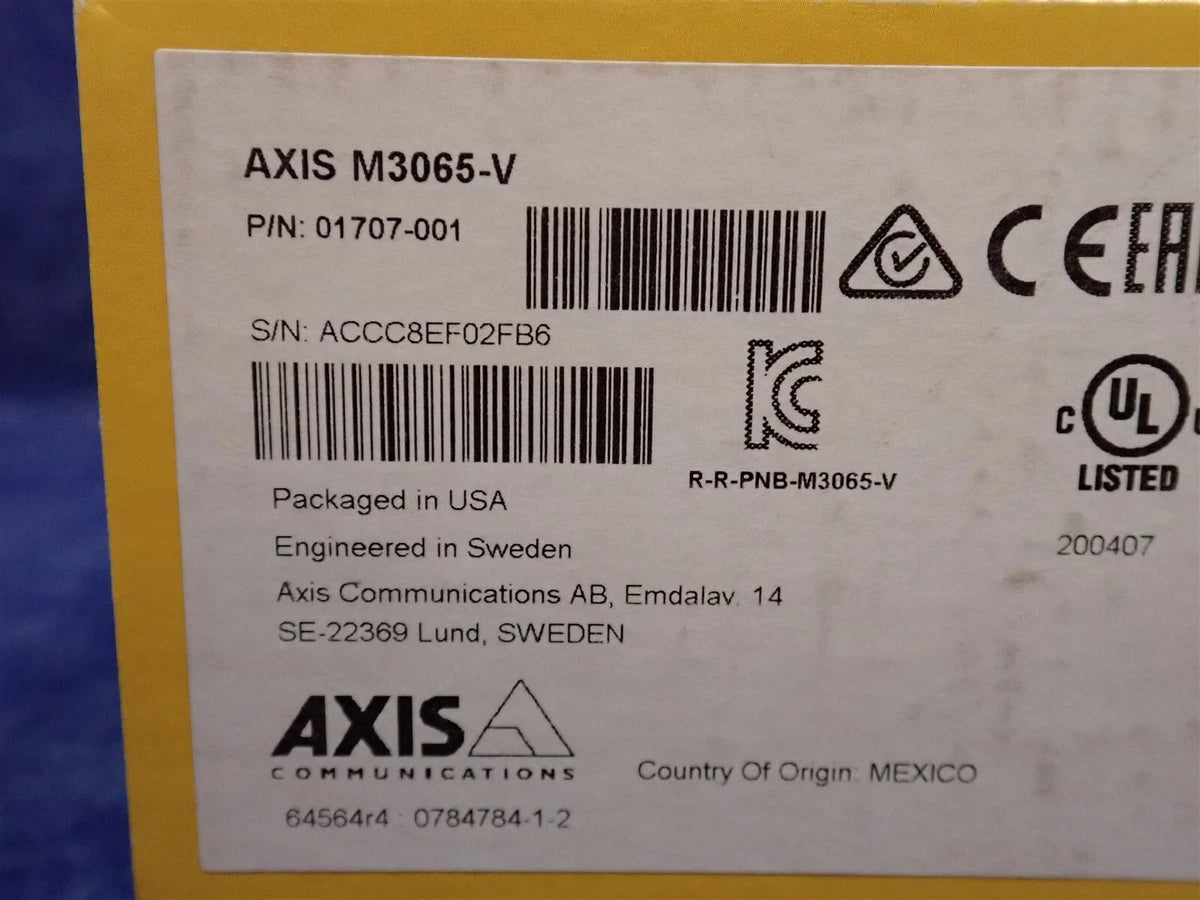 NEW Axis M3065-V Fixed Dome Network Camera Surveillance, Indoor 01707-001 (G130