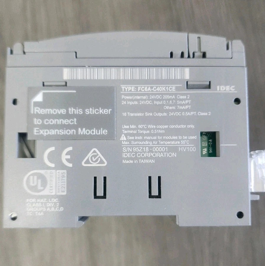 Idec FC6A-C40K1CE MicroSmart Programmable Controller 40 IO CPU 24VDC Trans. Sink|267249906460