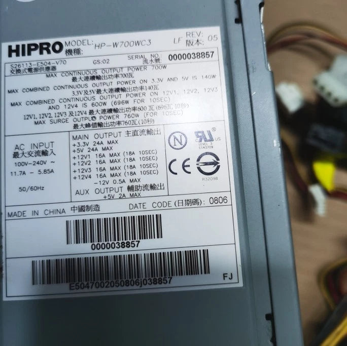 HIPRO HP-W700WC3 power supply, Fujitsu R630 R640 power supply 700W|365880606705