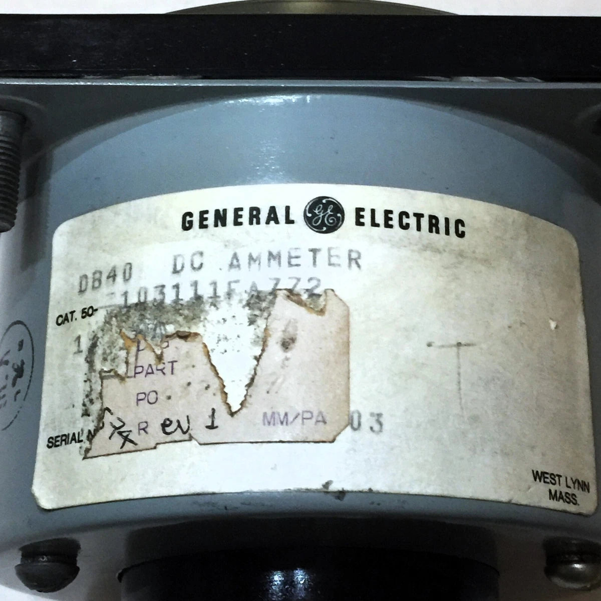 GENERAL ELECTRIC DB40 DC AMMETER 0-400 DC AMPERES 103111FA772|305967889186